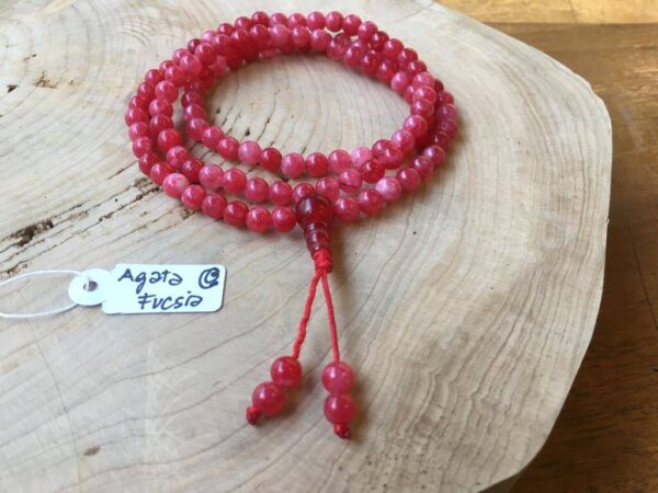 Collana Mala Tibetano in Agata Fucsia