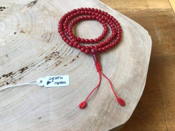 Collana Mala Tibetano in Agata Rossa