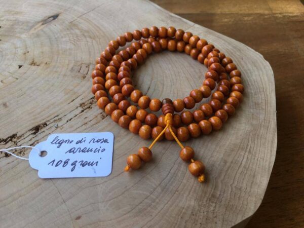 Collana Mala Tibetano Legno Rosa Arancione