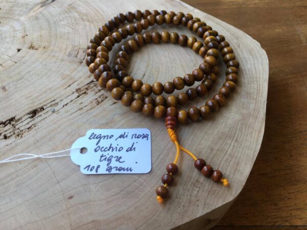 Collana Tibetano Legno di Rosa Occhio di Tigre