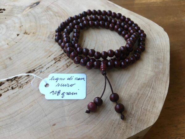 Collana Mala Tibetano Legno di Rosa Scuro