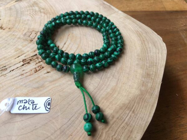 Collana Mala Tibetano in Malachite